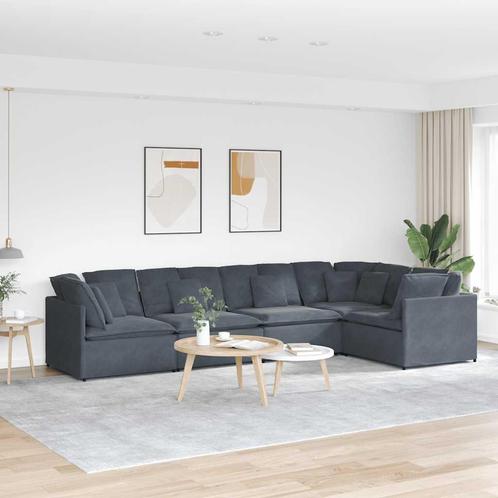 vidaXL Modulaire bank met kussens fluweel donkergrijs, Huis en Inrichting, Zetels | Zetels, Nieuw, Verzenden