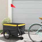vidaXL Fietstrailer 30 kg ijzer zwart en geel, Vélos & Vélomoteurs, Verzenden
