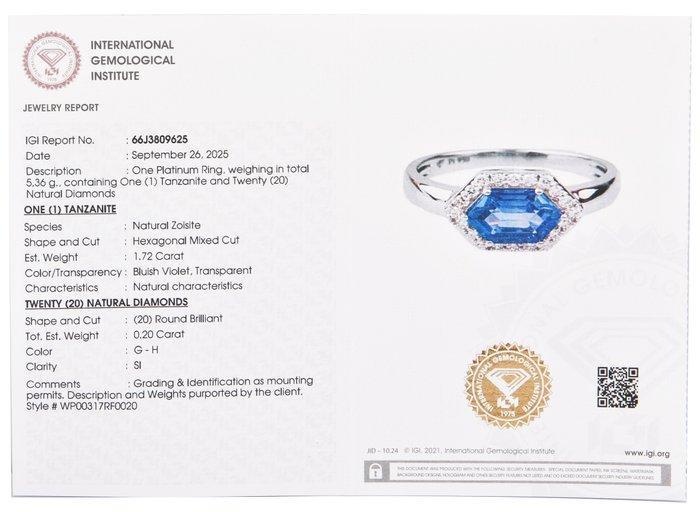 Ring Platina - 1.93ct. tw. Tanzaniet - Diamant, Bijoux, Sacs & Beauté, Bagues