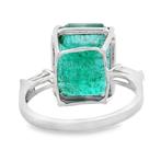 Ring Platina - 11.10ct. tw. Smaragd - Diamant - 3-stenen, Nieuw