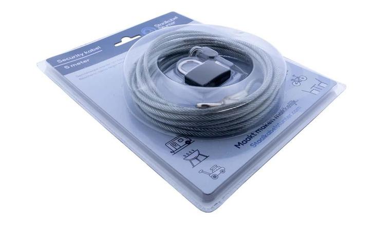 Security Kabel 5 meter met hangslot, Tuin en Terras, Overige Tuin en Terras, Verzenden