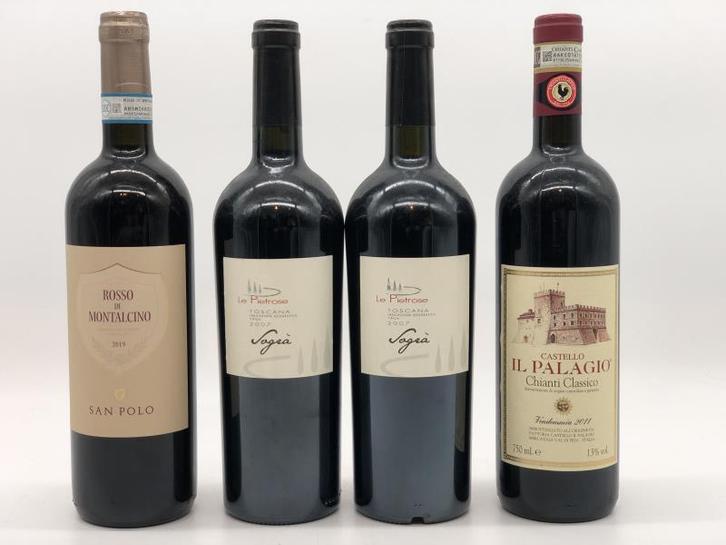 Mixed lot of 4 xx 75cl Tuscan reds (Toscane, rood), Verzamelen, Wijnen, Italië, Rode wijn, Nieuw, Ophalen of Verzenden