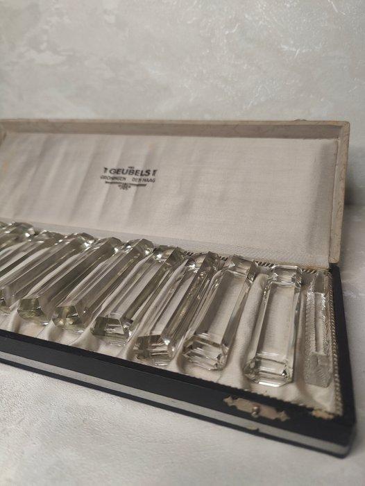 Messensteun (12) - Kristal - 12 Geubels messenlegger, Antiquités & Art, Antiquités | Meubles | Tables