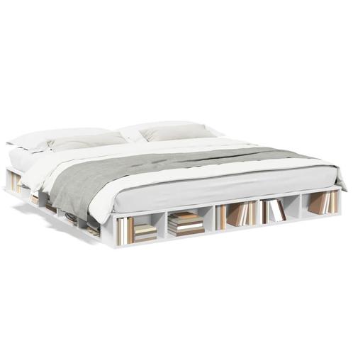 vidaXL Cadre de lit blanc 180x200 cm bois dingénierie, Maison & Meubles, Chambre à coucher | Lits, Neuf, Envoi