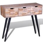 vidaXL Table console avec 3 tiroirs Bois de teck recyclé, Maison & Meubles, Neuf, Verzenden