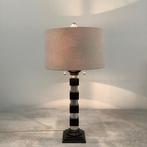 Klassieke Dorische zuiltafellamp, hout / zilver, Gebruikt, Hout