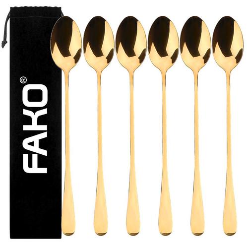 Fako Bijoux® - 6 Lange Lepels - Latte Macchiato - Longdrink, Huis en Inrichting, Keuken | Bestek, Verzenden