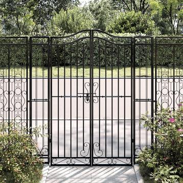 vidaXL Poort 121x8x150 cm smeedijzer zwart, Tuin en Terras, Tuinpoorten, Verzenden, Nieuw