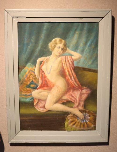 Franse School - Art Deco naakt op sofa, Antiek en Kunst, Kunst | Designobjecten