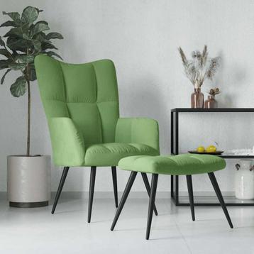 vidaXL Relaxstoel met voetenbank fluweel lichtgroen, Huis en Inrichting, Fauteuils, Verzenden, Nieuw