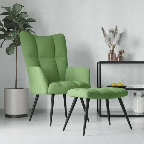 vidaXL Relaxstoel met voetenbank fluweel lichtgroen, Huis en Inrichting, Fauteuils, Nieuw, Verzenden