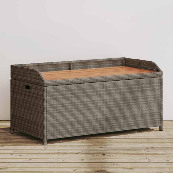 vidaXL Opbergbank 100x50x52 cm poly rattan en acaciahout, Jardin & Terrasse, Ensembles de jardin, Envoi