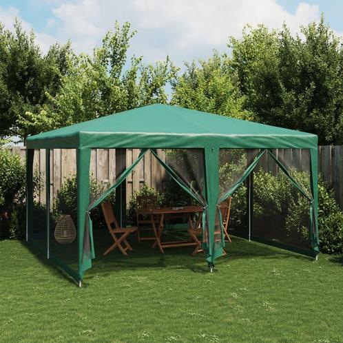 vidaXL Partytent met 8 mesh zijwanden 4x4 m HDPE groen, Tuin en Terras, Partytenten, Nieuw, Verzenden