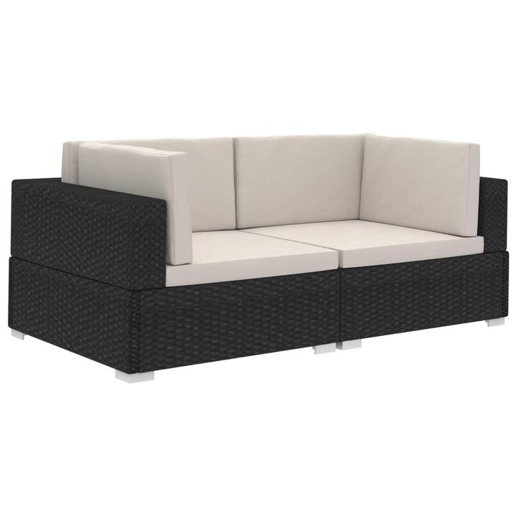 Hoekbank Rattan | Zwart & Creme | Retour Deal -46% Korting, Huis en Inrichting, Zetels | Zetels, Minder dan 150 cm, Minder dan 75 cm