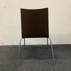 kantinestoel, stapelstoel, bruin - chroom