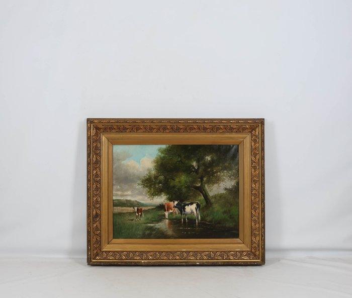 Hollandse School (XX) - Koeien in landschap, Antiek en Kunst, Kunst | Schilderijen | Klassiek