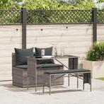vidaXL 3-delige Tuinset met kussens poly rattan grijs, Tuin en Terras, Verzenden, Nieuw, Tuinset