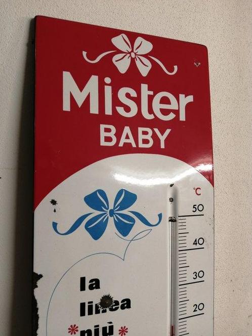 Emaille bord - Mister Baby (Hatù) - thermometer - reclame -, Antiek en Kunst, Antiek | Wandborden en Tegels