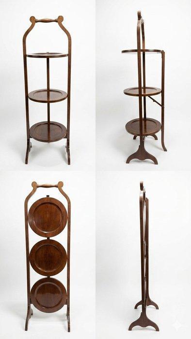 Standaard - Mahonie - Drieplateau-serveerstandaard van, Antiek en Kunst, Curiosa en Brocante