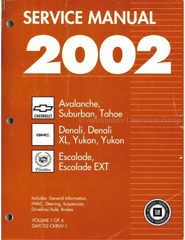 2002 CHEVROLET | GMC | CADILLAC WERKPLAATSHANDBOEK ENGELS, Auto diversen, Handleidingen en Instructieboekjes