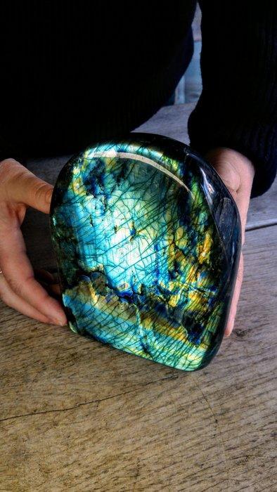 labradoriet Helder hemelsblauw - goudkleurig + turkoois, Antiek en Kunst, Curiosa en Brocante