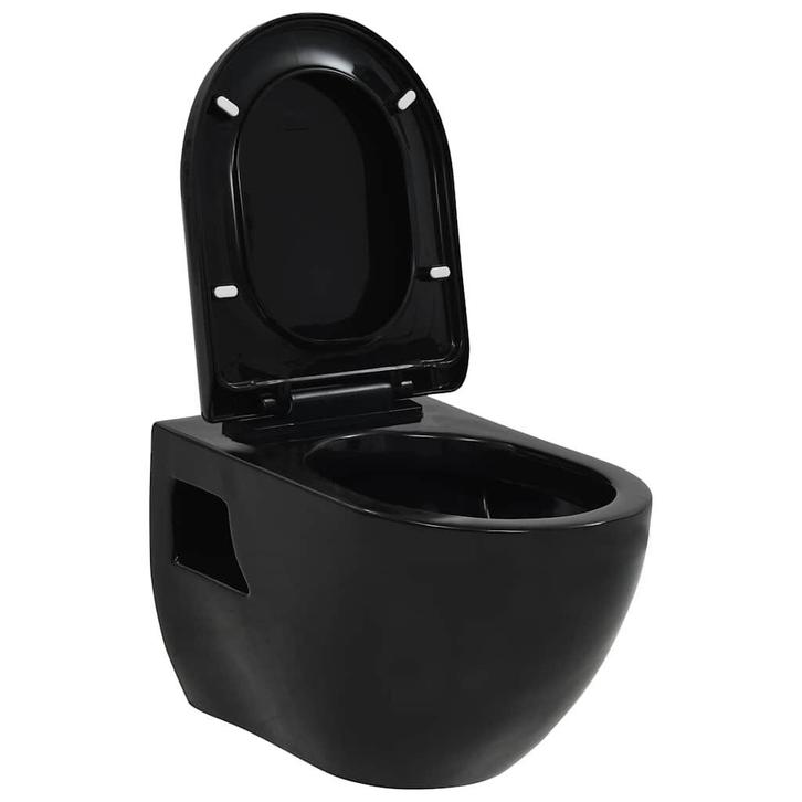 Wand WC Zwart | Softclose | Retour Deal - 40% eraf!, Doe-het-zelf en Bouw, Sanitair, Nieuw, Steen, Toilet, Verzenden