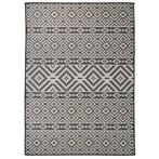vidaXL Buitenkleed met patroon platgeweven 200x280 cm zwart, Verzenden, Nieuw