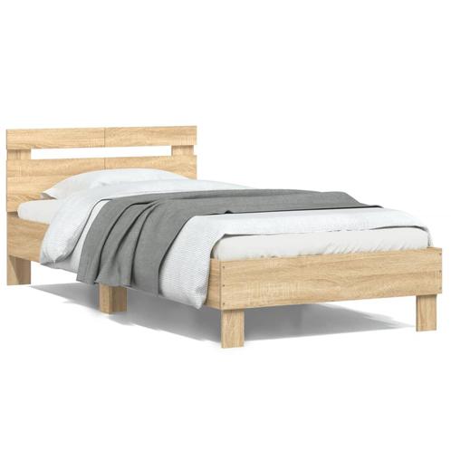 vidaXL Cadre de lit avec tête de lit chêne sonoma, Huis en Inrichting, Slaapkamer | Bedden, Verzenden