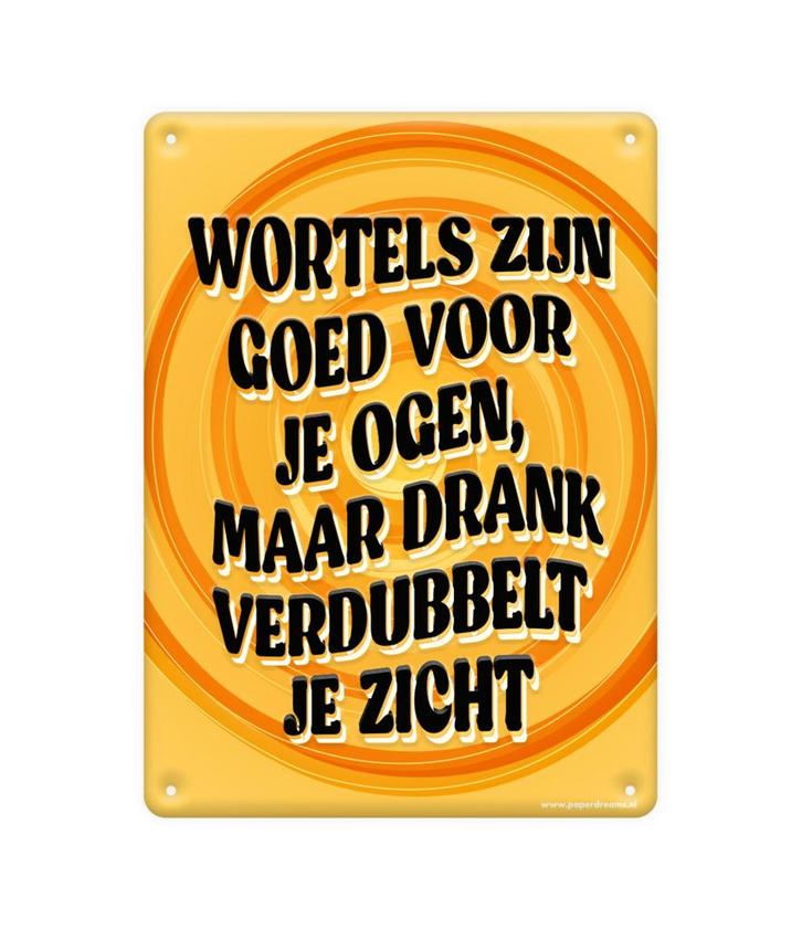 Metalen Bord Wortels Zijn Goed, Hobby en Vrije tijd, Feestartikelen, Nieuw, Verzenden