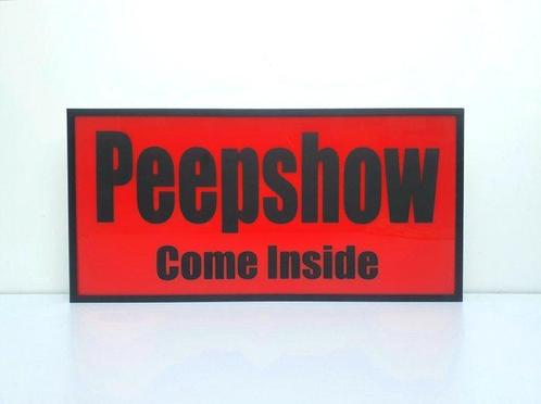 Lichtbord - Amsterdams Red-lights Peepshow come inside, Antiek en Kunst, Antiek | Wandborden en Tegels