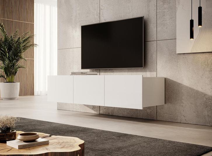 Meubella TV-Meubel Calabas wit 150 cm hangend, Huis en Inrichting, Kasten |Televisiemeubels, 25 tot 50 cm, Nieuw, Overige materialen