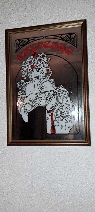 Spiegel - Glas - reclamespiegel, Antiek en Kunst, Curiosa en Brocante