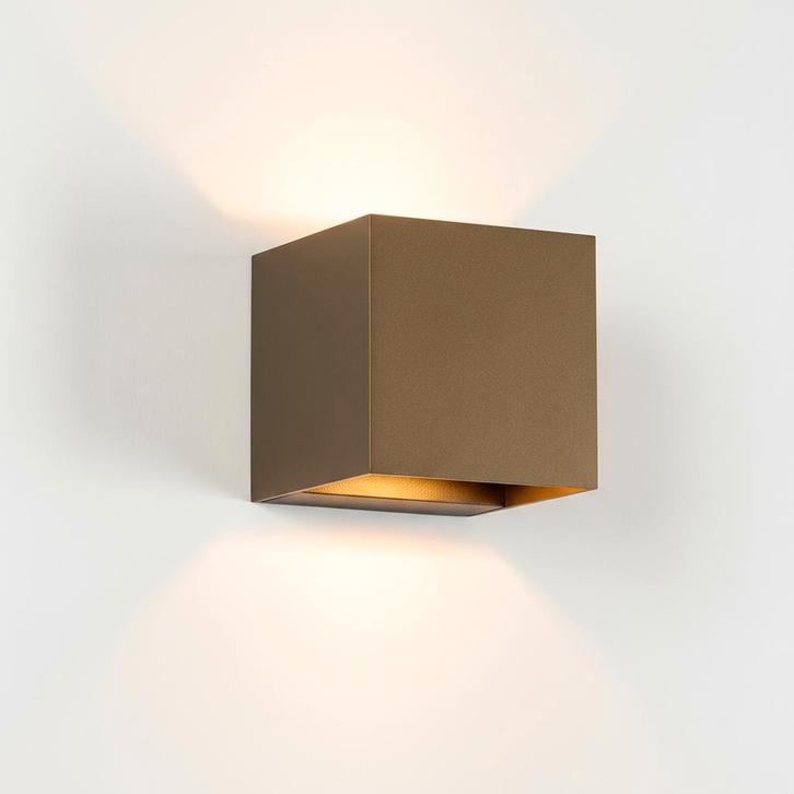 Spots opbouw Shift Up en Down Muurlamp Brons kubus met LED, Huis en Inrichting, Lampen | Overige, Nieuw, Verzenden