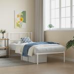 vidaXL Bedframe met hoofdbord metaal wit 90x200 cm, Huis en Inrichting, Slaapkamer | Bedden, Verzenden, Nieuw