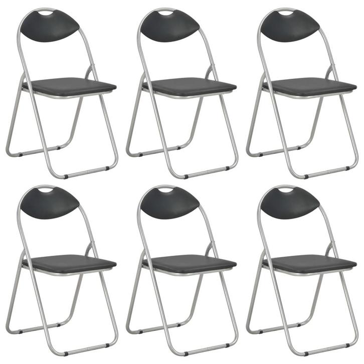vidaXL Eetkamerstoelen inklapbaar 6 st kunstleer zwart, Huis en Inrichting, Stoelen, Nieuw, Verzenden