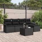 vidaXL 6-delige tuinsofaset met kussens - zwart poly rattan, Verzenden, Nieuw
