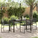 vidaXL 5-delige tuinset - Zwart Poly Rattan, Tuin en Terras, Verzenden, Nieuw, Tuinset