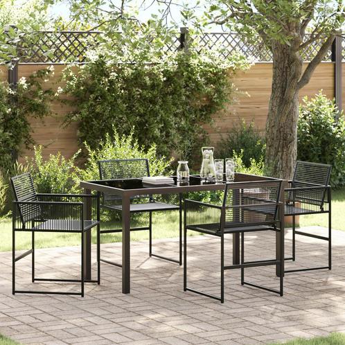 vidaXL 5-delige tuinset - Zwart Poly Rattan, Tuin en Terras, Tuinsets en Loungesets, Tuinset, Nieuw, Verzenden