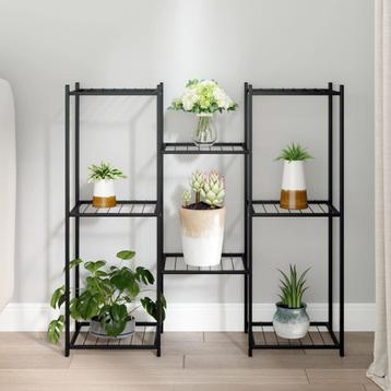 vidaXL Bloemenstandaard 83x25x80 cm ijzer zwart, Verzenden