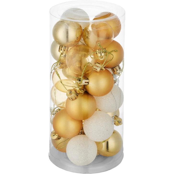 tectake 24 kerstballen onbreekbaar in wit/goud - wit/goud, Divers, Noël, Envoi