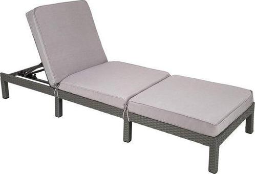 Tweedekans | TecTake Wicker ligstoel grijs - Wicker- ligbed, Tuin en Terras, Tuinsets en Loungesets, Ophalen of Verzenden