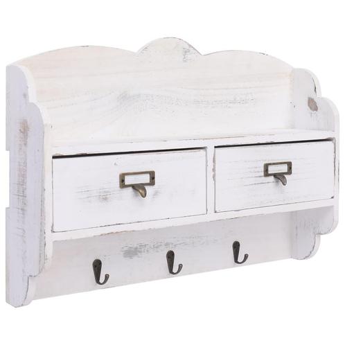 vidaXL Wandkapstok 50x10x34 cm hout wit, Huis en Inrichting, Woonaccessoires | Kapstokken, Nieuw, Verzenden