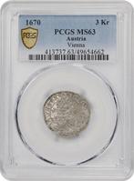 Oostenrijk. Leopold I. 3 Kreuzer 1670 - PCGS MS63, Postzegels en Munten