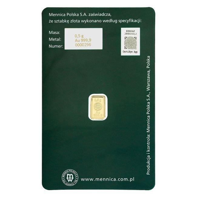 0.5 gram - Goud - 9999 Fine Gold Bar Mint of Poland (In, Postzegels en Munten, Edelmetalen en Baren