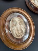 Reliëf, ensemble de 4 cadres religieux - 18 cm - Glas, Hout, Antiek en Kunst