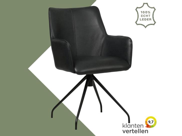 Leren draaibare eetkamerstoel Wave, Huis en Inrichting, Barkrukken, Nieuw, 1 kruk, Leer, 60 tot 90 cm, Ophalen of Verzenden