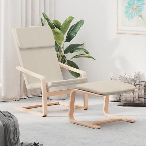 vidaXL Chaise de relaxation avec repose-pied Crème Tissu, Maison & Meubles, Fauteuils, Neuf, Envoi