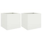 Plantenbakken 2 st 49x47x46cm Staal Wit | Retour Deal | 4..., Tuin en Terras, Minder dan 60 cm, Nieuw, Metaal, 30 tot 60 cm