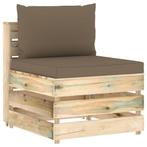 vidaXL Middenbank sectioneel met kussens groen geïmpregneerd, Tuin en Terras, Tuinsets en Loungesets, Verzenden, Nieuw
