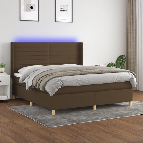 vidaXL Boxspring met matras en LED stof donkerbruin 160x200, Huis en Inrichting, Slaapkamer | Bedden, Nieuw, Verzenden